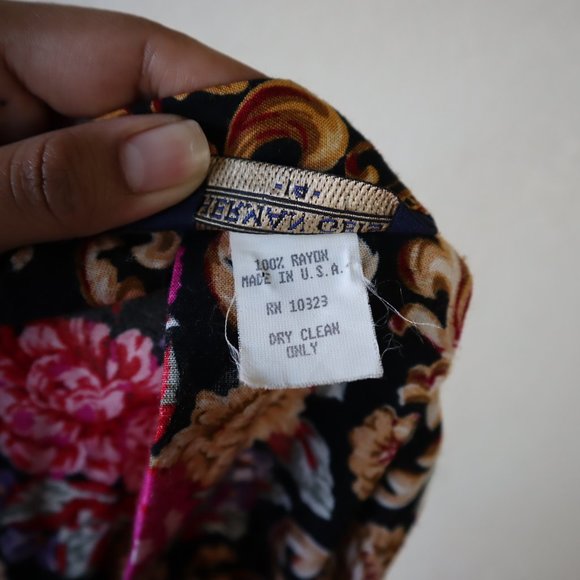 80's Herman Geist Pleated Romantic Floral Skirt - Picture 9 of 9